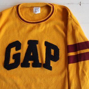 GAP Logo Collegiate Knit Sweater, Yellow, Size XL Boys